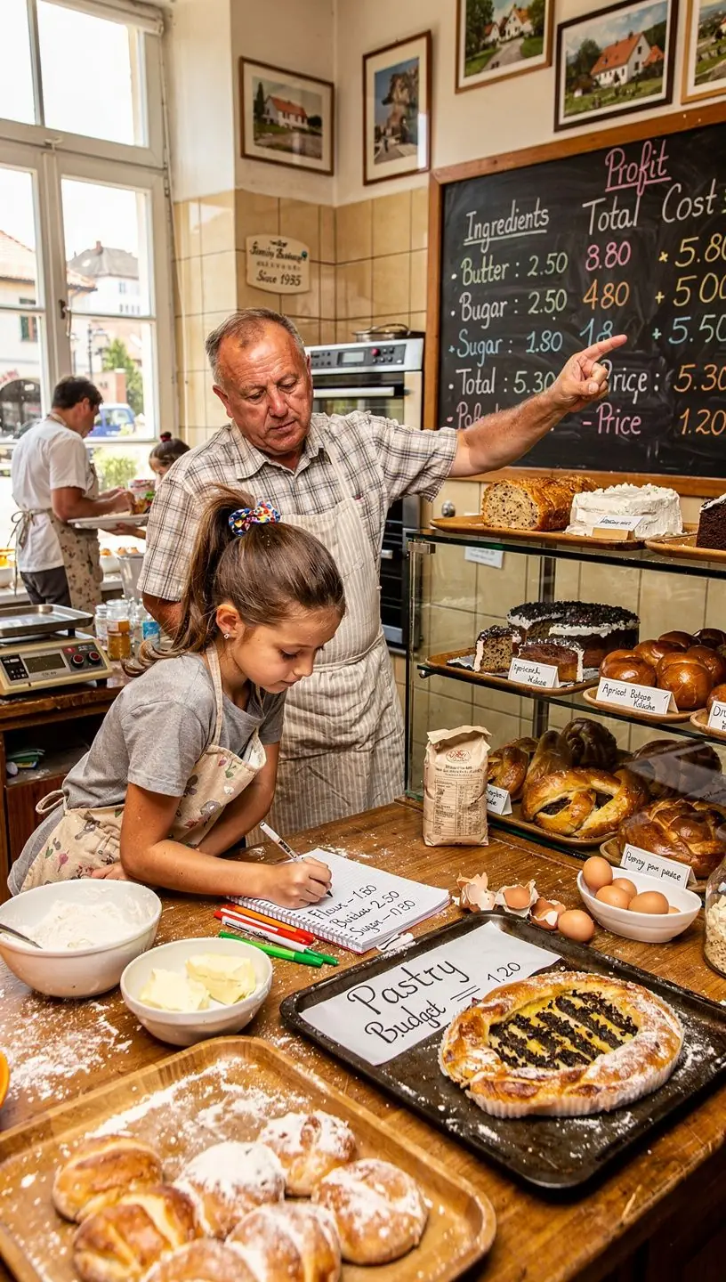 Fotografie spokojené rodiny sledující finanční plán na tabletu v obývacím pokoji.