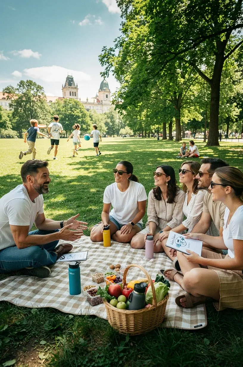 Fotografie rodičů učících děti o penězích pomocí herních mincí a bankovek.